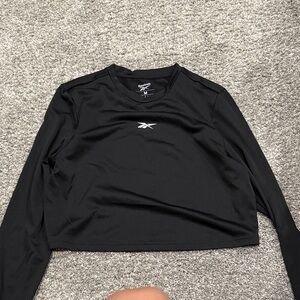 Reebok Black Long-Sleeve Cropped Athletic Top
